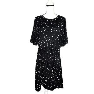 Shein Curve Polka Dot Cut Out Back Tie-Waist Dress Black White Size 4XL Retro